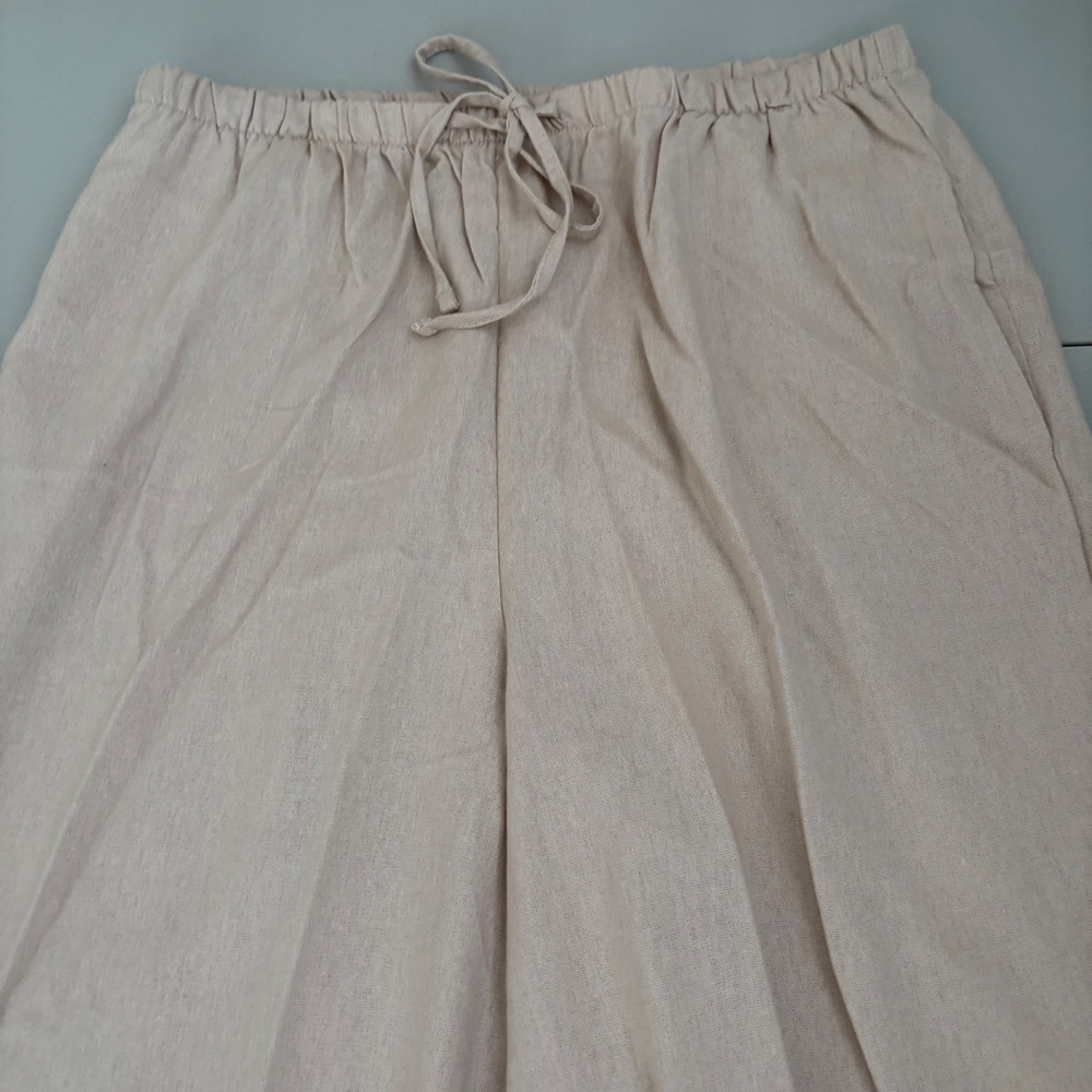 Hippie Rose Womens Tan Wide Leg Linen Blend Drawstring Pants Office  Size L Boho - Picture 9 of 11